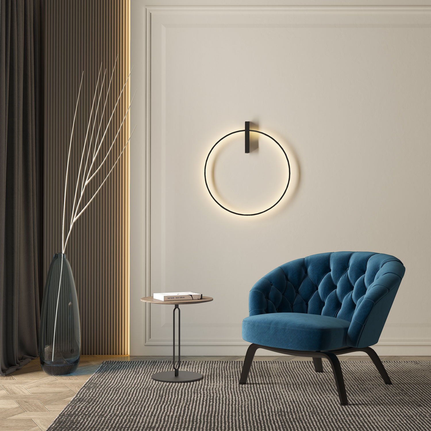 Just Black Halo Wandleuchte Rund Wohnzimmer Dekoleuchte Update
